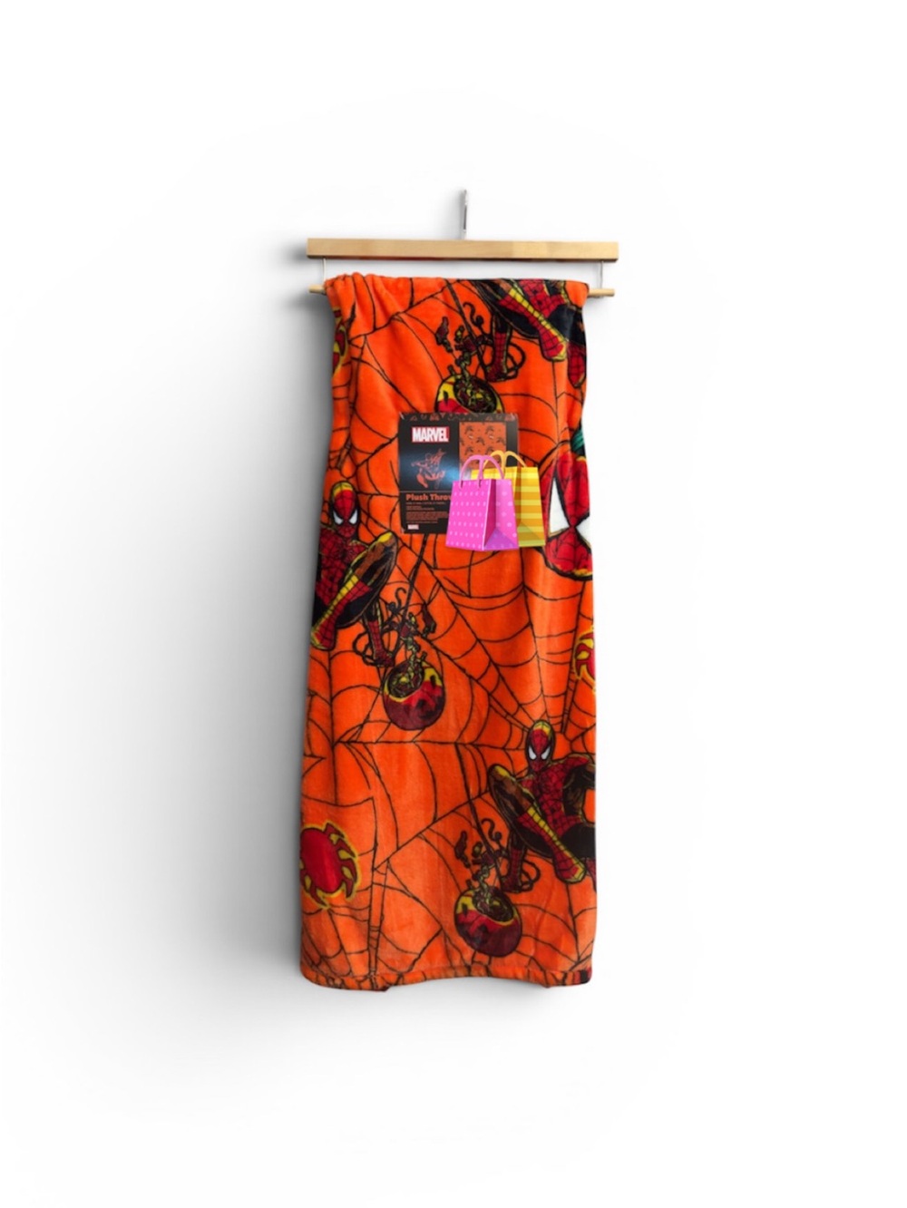 Marvel Spider-Man Orange and Red Plush Blanket